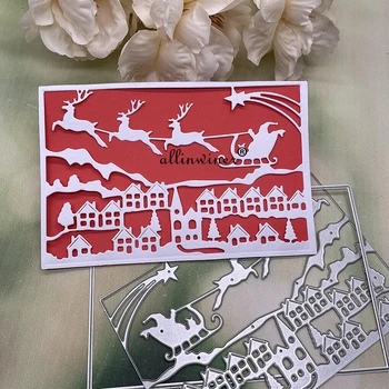 Natal rectangular, armação de Metal cortantes (Estênceis Cortados para DIY Scrapbooking Álbum de Papel Cartão em Relevo