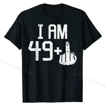 Mens 49 1 Mais o Dedo Médio Cinqüenta Engraçado 50 Anos 50º Aniversário de Dom T-Shirt Tees Design Gráfico Algodão Homem Camisetas Design