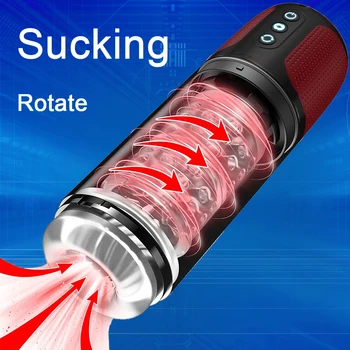 Automático Chupando Rotação Masturbador Masculino Copa Totalmente À Prova De Água Com 7 Rotativo A Vácuo E Sucção Modos De Adultos Brinquedo Do Sexo Para Homens