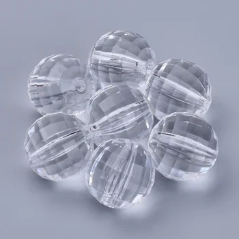 500g de Acrílico Transparente Esferas Facetadas Rodada Claro 16x15.5mm Furo 2,7 mm sobre 206pcs/500g