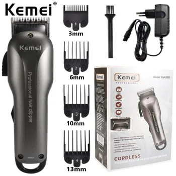 Kemei Original cabo ajustável sem fio barbeiro fade cabelo clipper 2000mAh bateria recarregável elétrica poderosa aparador de pêlos