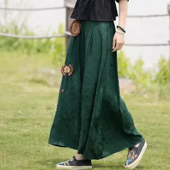 2022 chinês tradicional vintage saia nacional de jacquard retro saia oriental dança folclórica da saia elegante chinês de cetim saia longa