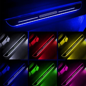 A Porta do carro iluminado Peitoril da luz do Projetor do Logotipo da Lâmpada de Alimentação USB LED sem Fio de boas-Vindas do Pedal do Carro Raspar a Placa do Pedal Luz Decorativa