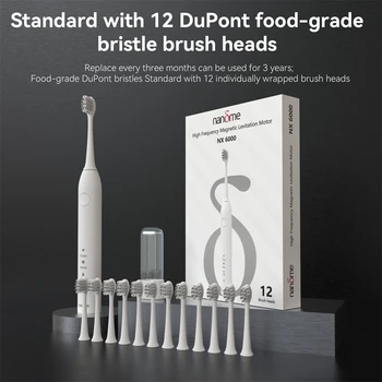 Nandme Escova de dentes Elétrica ultra-Sônica NX6000 IPX7 Impermeável Inteligente, Escova de dentes 80 Dias de Forte Resistência 10x Modo de Limpeza