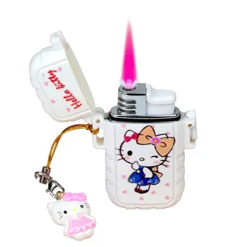 Hello Kitty Mais Leve Kawaii Kuromi Mais Leve Sanrioed Impermeável Permeável Luminosa Cor-De-Rosa Chama Isqueiros Fumar Dom Rápido Entrega