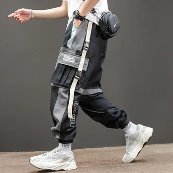 Harajuku Calças de Jogging Homens Japoneses Streetwear Militar Calças Cargo Hip Hop Techwear Calças de Moletom para o sexo Masculino coreano Roupas
