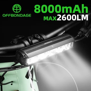 OFFBONDAGE Luz de Bicicleta de Frente Moto Luz 8000mAh Lanterna à prova d'água de Carregamento USB de BTT de Ciclismo de Estrada de Lâmpada Acessórios