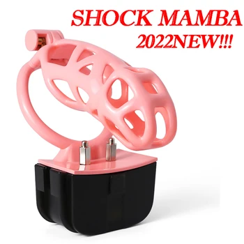Impressos em 3D Choque Elétrico MAMBA Masculino Castidade Gaiola Cobra Mamba Curva Anel de Galo Gaiolas de BDSM Treinador Cinto de brinquedos sexuais para homens