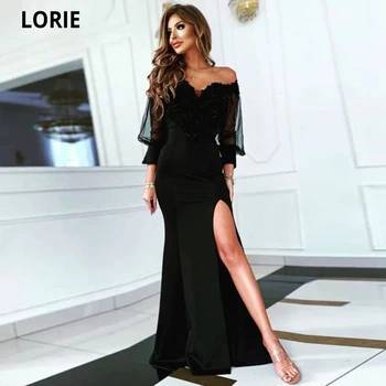 LORIE Moderno Preto Arábia Mulheres árabes Vestidos de Noite 2023 Apliques de Renda Querida Longo Prom Vestido de Festa Formal Vestidos de Evento