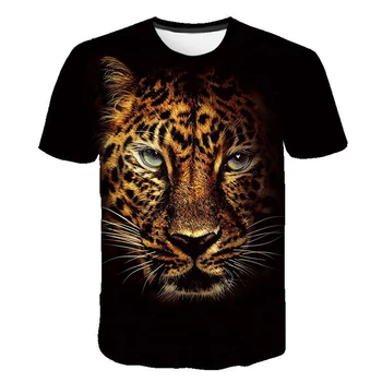 Verão, Homens, Senhoras, Crianças Moda Animal Leopard Manga Curta T-Shirt Sportswear masculino Casual Streetwear Meninos Meninas Tops, T-Shirts