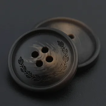 Rodada de Resina Casaco de Botões Blusão Botões do Blazer Calça Marrom Café de Quatro furos Botões
