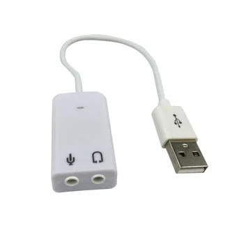 Venda superior Branco 3,5 mm Microfone do Fone de ouvido do Soquete USB 2.0 Placa de Som de 7.1 Canais Adaptador de Áudio de alto-Falante para o raspberry pi 2