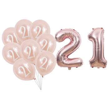 21 aniversário de balão rosa de ouro, 21 de aniversário pary decorações número digital 21 balão de 21 anos, festa de aniversário balões