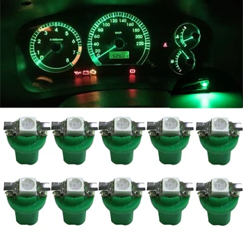 10Pcs Verde T5 B8.5D 5050 1SMD Carro Automático do Painel de controle de LED Traço Instrumento Medidor de Luz Cunha Interior Lâmpadas de Carro Estilo
