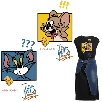 Desenhos animados do Gato Patches Anime Térmica de Etiquetas na Roupa Ferro-em Transferências para o Vestuário Thermoadhesive Patch Diy Applique para Vestido