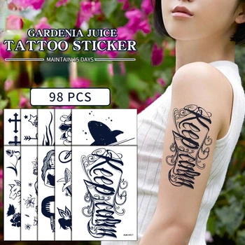 Suco de Etiqueta da Tatuagem Simples Semi-permanente Imitação da Tatuagem Tatuagem de Adesivo Personalidade Flor Braço Big Picture Adesivo