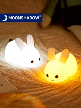 Toque Coelho Luzes da Noite de Silicone Dimmable Recarregável USB Lâmpadas para Crianças Presentes do Bebê dos desenhos animados Animal Bonito Coelhinho da Lâmpada da Noite