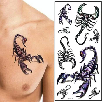 Impermeável 3D Scorpion King Homens Mulheres Etiqueta da Moda Legal Engraçado Etiqueta da Tatuagem Unissex Tatuagem Temporária Adesivos Arte do Corpo