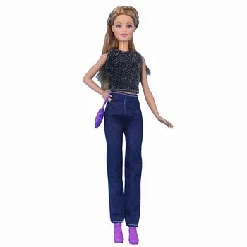 Moda 1/6 Roupas de Boneca de Barbie Conjunto de Roupas para a Barbie Roupas de Camisa, Calças Calças De 11,5