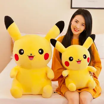 25/30/40/50cm Pokemon Pikachu de Pelúcia do Kawaii Feliz Pikachu Travesseiro de Anime Cartoon Doll Presentes de Natal Para Crianças