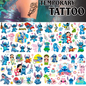 Disney Lilo & Stitch Etiqueta da Tatuagem 1PCS Crianças, Festa de Aniversário, Decoração de Ponto de Adesivo Figura de Ação do Adesivo Dom Crianças