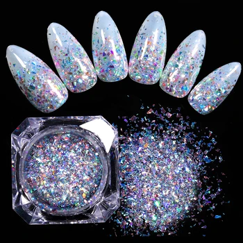 1g de Glitter, Unhas de Paetês furta-cor do Pó Brilhante Irregular 3D Hexágono Coloridos, Lantejoulas de Verão Popular Decoração da Arte do Prego de DIY
