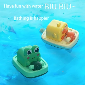 Banho Das Crianças Brinquedos De Natação De Bebê Barco Girando Sapo Patinho Jogar Água De Banho De Pai E Filho Interação Linda