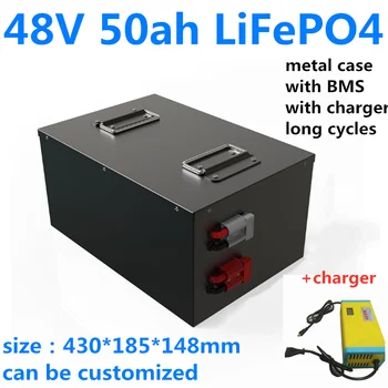 GTK caixa de metal de ciclo profundo 48V 50Ah Lifepo4 bateria de Lítio com forte BMS para o carrinho de golfe solar, sistema de armazenamento de AGV+5A carregador