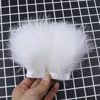 Branco Fofo Turquia Penas Aparar a Franja Fita Para o Bordado de 8 a 10 cm de Marabu Plumas de Vestido de Noiva Decoração de Plumas DIY Artesanato