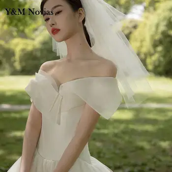 Francês Leve e Simples de Uma Linha de Vestido de Noiva 2023 Novos Vestidos De Noiva Ombro Fora de Noiva Tull Vestidos de Casamento Plus Size 2-26w