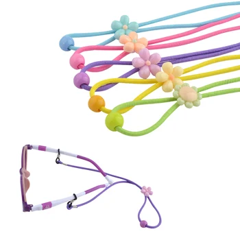 10pcs Elástico Crianças de Nylon Óculos de Sol com cabo Antiderrapante criança Óculos Alça de Pescoço Cabo Colorido com a flor de botão ajustável