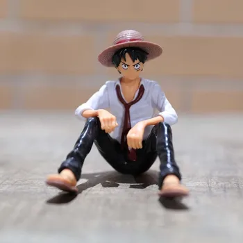 Anime One Piece Figuras Sentado Luffy Estatueta Camisa Smiley de Fotos do Artista, Estilista, Modelo de Decoração de Brinquedos de PVC Figura de Ação Presentes