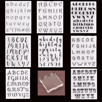 8Pcs/set Letras inglês inglês Silicone Transparente Carimbo Alfabeto material de Escritório Carimbo de Borracha com Selo do Bloco de Scrapbooking