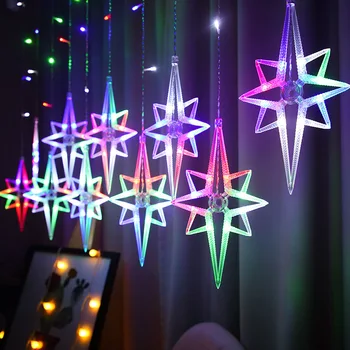 Criativo LED Polaris Cortina de Luzes de corda 220V Icicle Lâmpada Garland Luzes de Fadas para o Quarto de Festa de Casamento Decoração de Natal