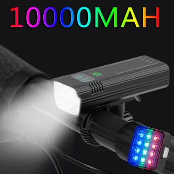 5000Lumens 8T6 Luz de Moto USB 10000MAH Recarregável do DIODO emissor de luz Poderoso de Bicicleta Luz do Farol MTB Lanterna Lâmpada Dianteira como banco do poder