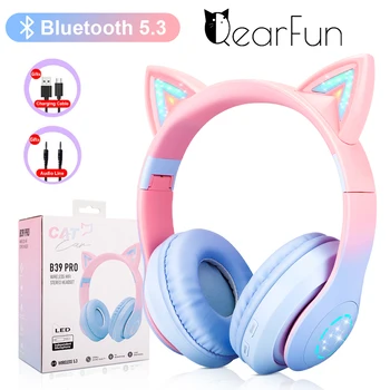 Gradiente Gato Fones de ouvido DIODO emissor de Luz de Fones de ouvido sem Fio Crianças Meninas Estéreo de Música Bluetooth Headset Gamer Presente