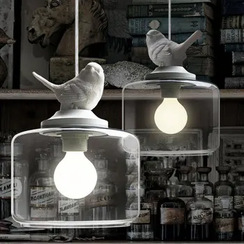 De Vidro Moderna Do Pendant Da Lâmpada Das Lanternas Restaurante Droplight Nórdicos Pássaro Hanglight Personalidade Criativa Retro Lustres