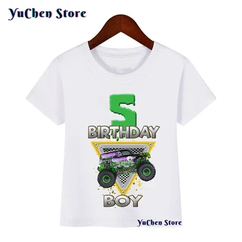 De 1 a 9 Anos de Idade T-shirt aniversariante da T-Shirt de Caminhão de Monstro Festa de Aniversário Monster Truck Jam Dom Roupas T-shirt de Crianças T-shirt