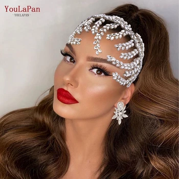 YouLaPan HP373 de Casamento de Luxo Capacete de Cristal de Noiva Cabeça de Mulher e Acessórios para o Cabelo da Noiva Tiara Concurso Coroa de Prata Headwear