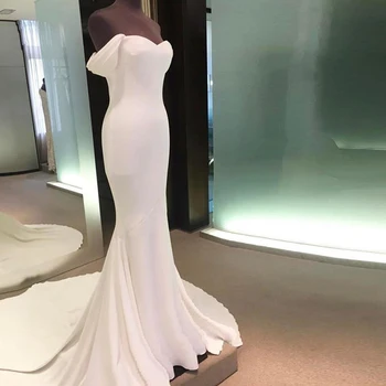 Elegante E Simples Vestidos De Noiva Sereia 2023 Querida Designer Branco Marfim Vestidos De Noiva Fora Do Shouldr Elastano Casamento Nova