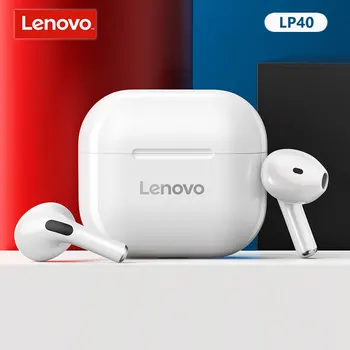 100% Original Lenovo LP40 TWS sem Fio Fone de ouvido Bluetooth 5.0 Dual Estéreo, Redução de Ruído de Graves Controle de Toque Longa Espera 230mAH