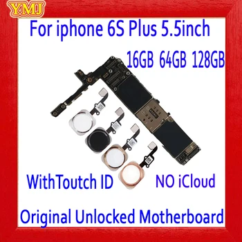 100% Original-Mãe Para iPhone 6S Além de placa-mãe Completo Desbloqueado NÃO iCloud Para iPhone 6SP Placa Lógica 16GB de 128GB 64GB