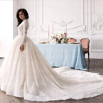 Royal Lindos Vestidos De Noiva De Renda Em Dubai Retro Esferas De 2023 Vestidos De Noiva Com Mangas Longas Décima Princesa Igreja Casamento 2022