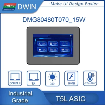 DWIN de 7 Polegadas 800*480 TFT LCD Display Touch Screen HMI Industrial UART Resistive do Toque Capacitivo Painel de DMG80480T070_15WTR