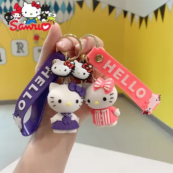 Sanrio Hello Kitty KT Gato Anel Chave do Carro Pingente de Chaveiro Cartoon Doll Acessórios Macio Saco Pendurado Silicone Ornamentos de Jóias