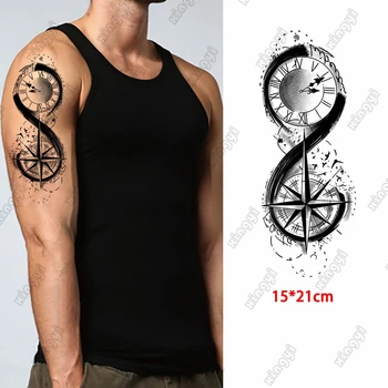 Impermeável da Etiqueta Temporária Tatuagem Roma Relógio Bússola Guerreiro Asa Navio Adesivos Falso Tatto Flash Tatuagem da Arte Corporal para os Homens as Mulheres