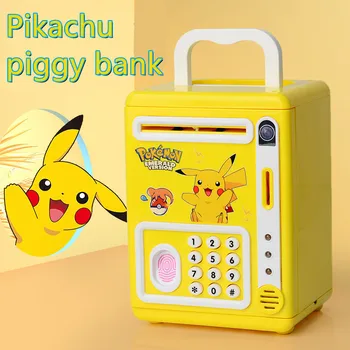 Pokemon Pikachu Eletrônico Mealheiro Atm De Palavra-Passe Inteligente De Dinheiro Do Caixa De Música De Caixa De Poupança De Caixa De Figura De Ação Crianças Brinquedo Presentes De Natal