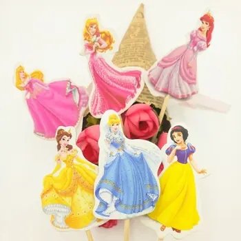 24pcs Seis Princesa Bolo de Sobremesa topper Cartão de Prod Com Imagem de Decoração do Bolo de Cartão de Cupcake Pega o Garoto da Festa de Aniversário de Decoração