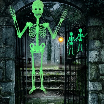 Luminoso de Halloween Esqueleto Iluminado Espírito de Halloween Pátio Exterior da Porta de Decoração de Travar Corpo Humano Esqueleto Decorações