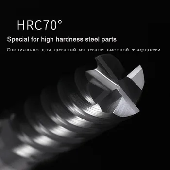 HRC 70 CNC, Fresas de topo de metal duro de Tungstênio, Esfera Nariz Fresa de Ferramentas 2 4 Flauta Graus R0.5 Bocado do Router 4 6 8 10mmShank Metal Roteador